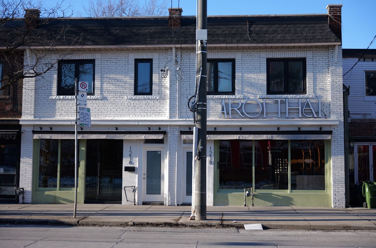 Exterior of Aroi Thai at 1216 Queen Street East in Leslieville