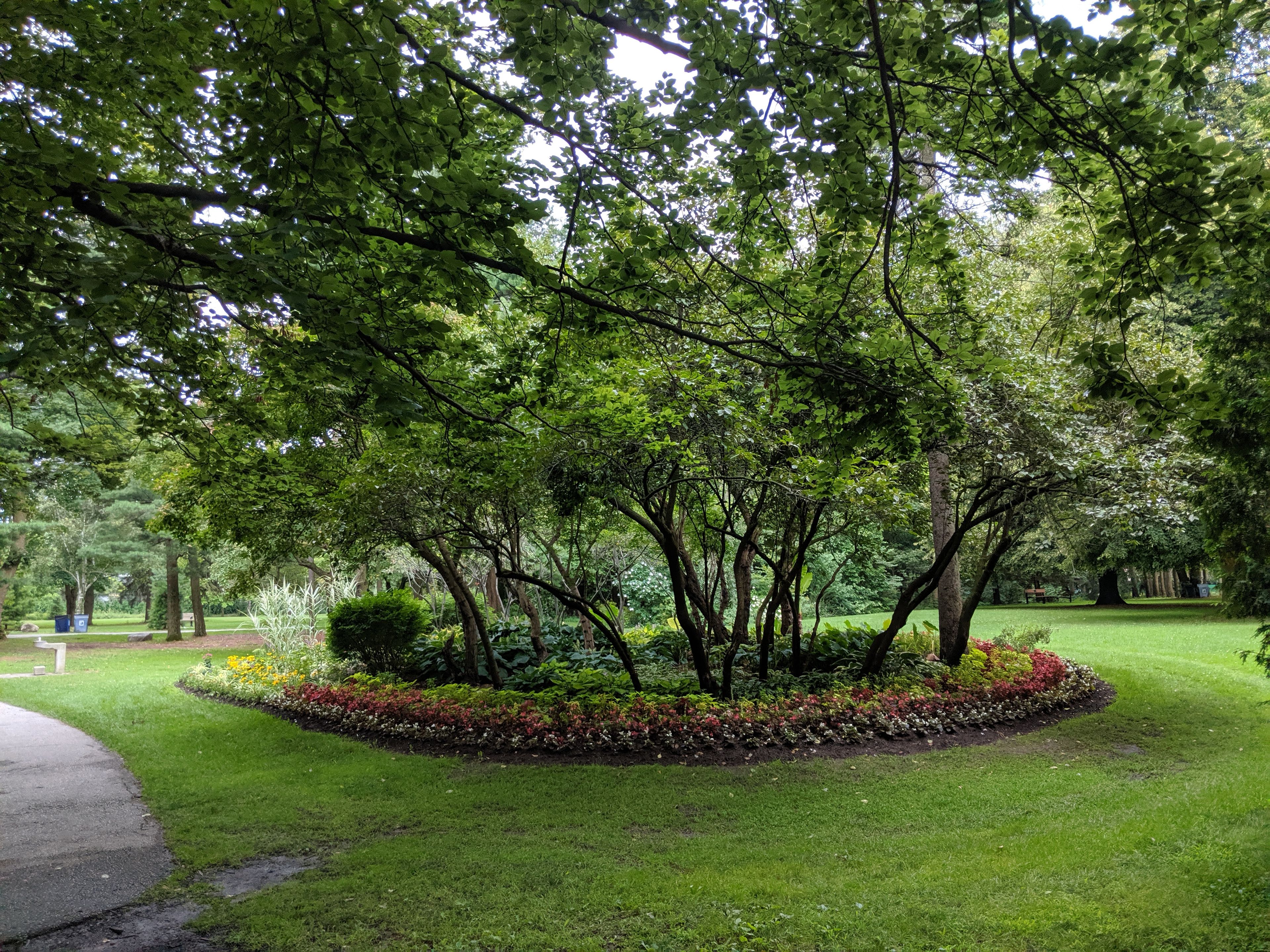 Plantings and paths at Edwards Gardens, Toronto