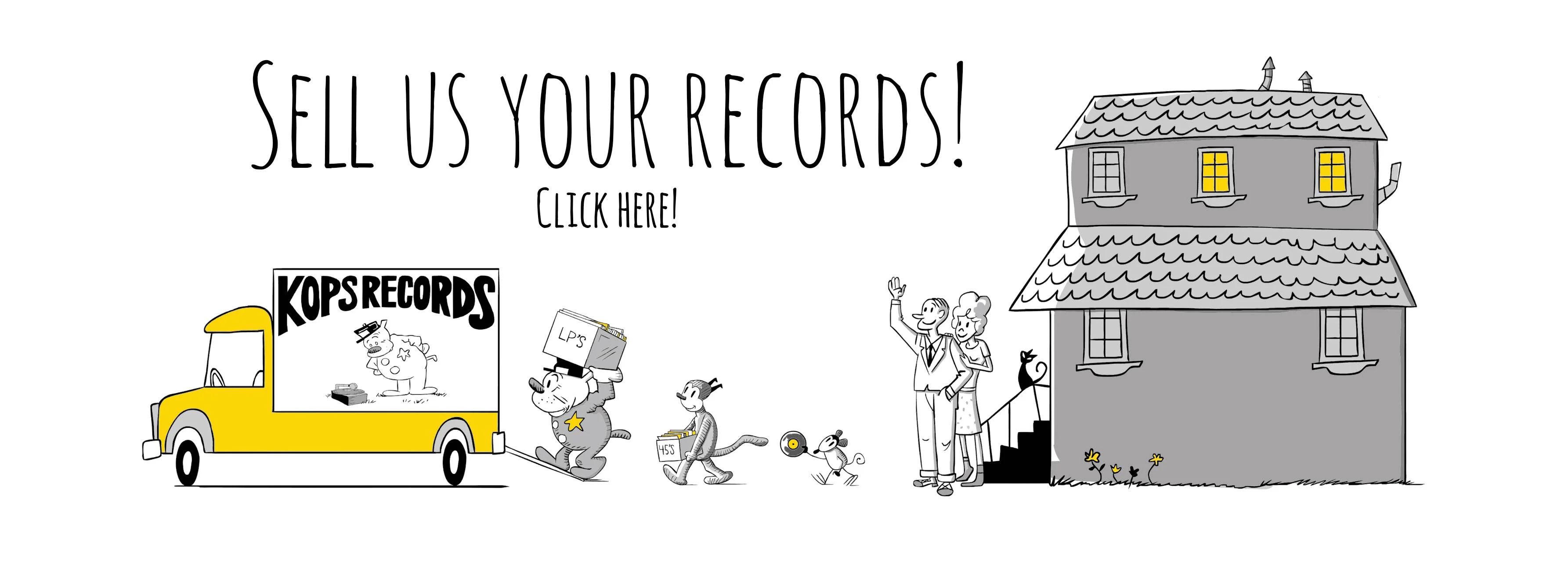 Official Kops Records 'Sell Us Your Records' banner from kopsrecords.ca