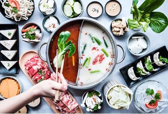 Grill and hot pot table setup