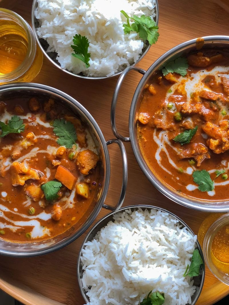 Colourful Indian street food and crispy puchkas ready to be eaten