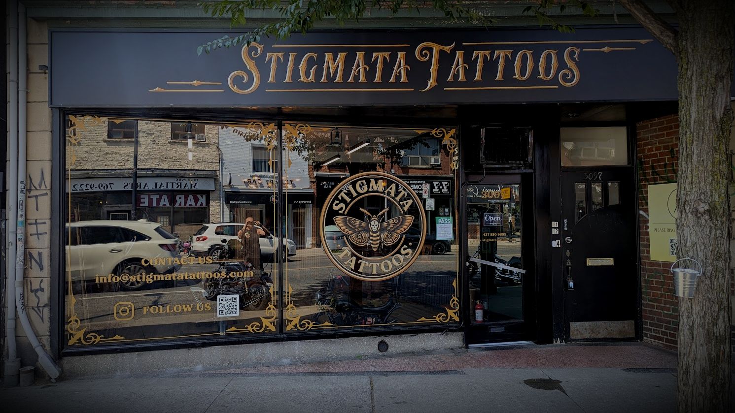 Stigmata Tattoos storefront on Dundas Street West in the Junction