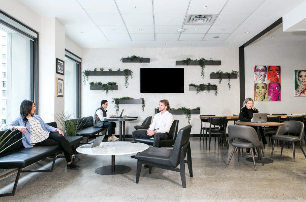 Lounge workspace at Workhaus Commerce Court on Wellington Street West