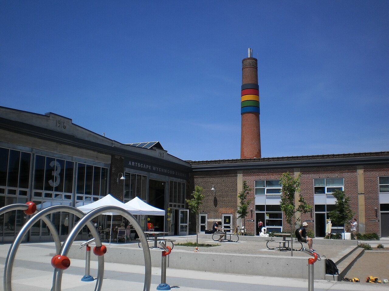 The restored streetcar barns at Wychwood Barns Park