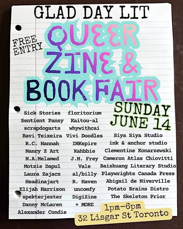 Queer Zine and Book Fair : Glad Day’s Pride Month Edition event
