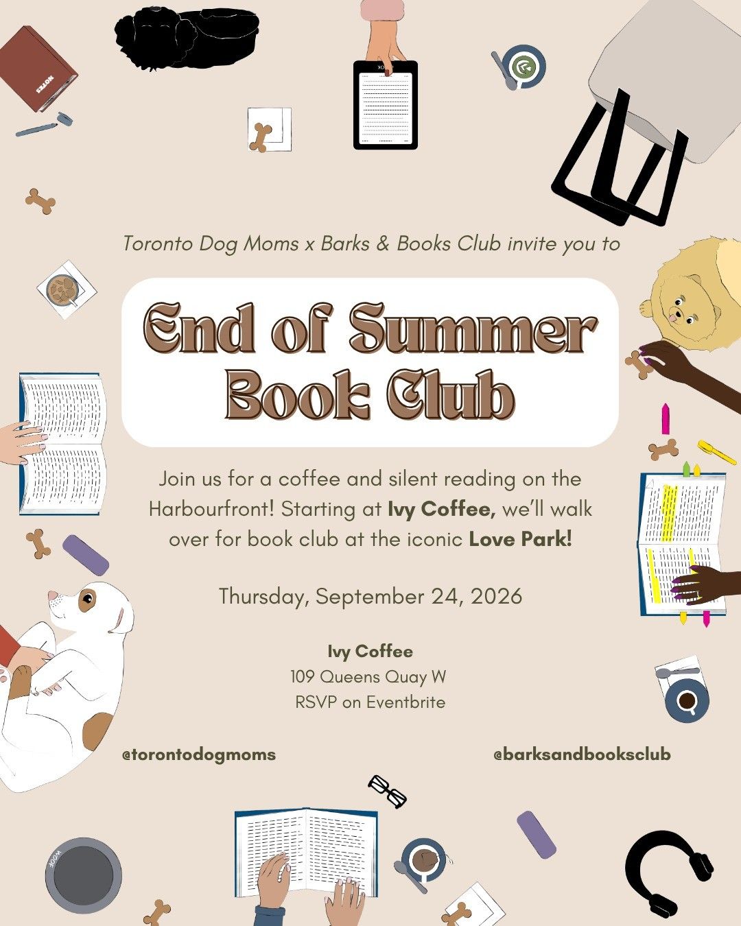 Toronto Dog Moms x Barks & Books Club: End Of Summer Hang event