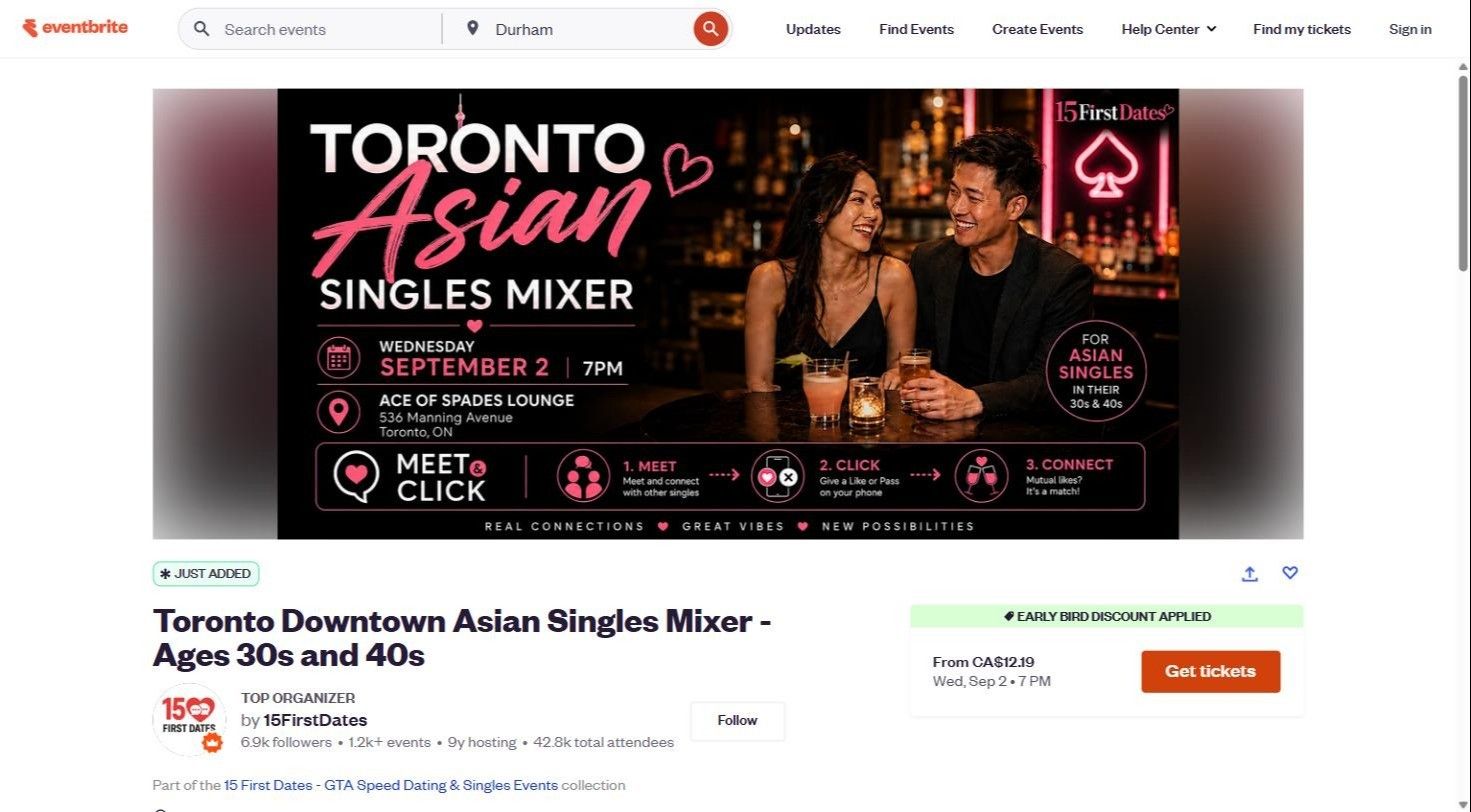 Toronto Downtown Asian Singles Mixer - Ages 30s and 40s event