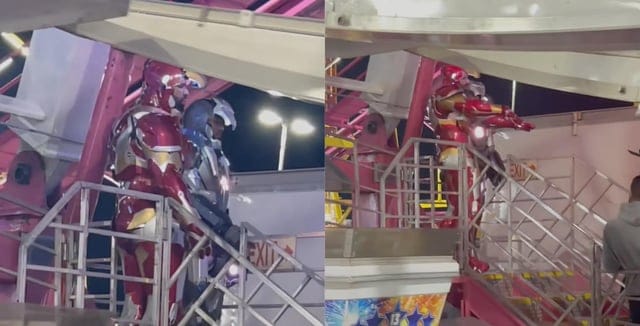 Drake spotted at CNE wearing an Iron Man suit